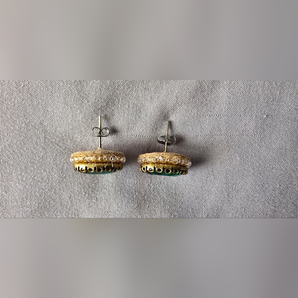 Deepa Gurnari Aria Oval Crystal Stud Earrings In Emerald - Picture 4 of 10